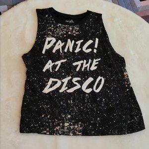 Panic! At The Disco Black Paint Bleach Splatter Sleeveless Graphic Band Shirt